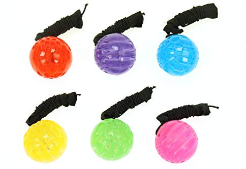 ELLUG 6er Set Springball/Returnball/Flummi Neon Armband&Schnur Ø5,5cm blinkt und leuchtet