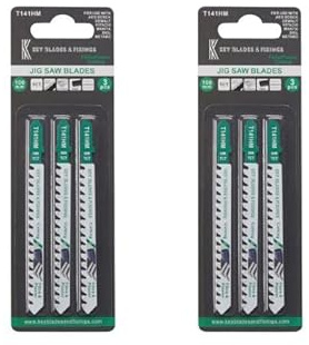 6 X Key Blades T141HM 100mm Long Glass Fibre Cutting Jigsaw Blades Compatible with Bosch, Dewalt, Makita, Milwaukee and many more - 1222x2