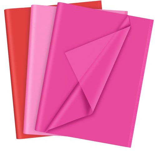 PLULON 60 Blatt Rot und Rosa Seidenpapier Bulk, Geschenkpapier Seidenpapierbögen zum Verpacken von Geburtstagsgeschenkpapier Geburtstag Hochzeit Urlaub Papier Blume