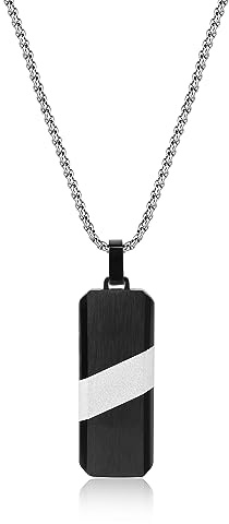 GAVU Collar para Hombre con Colgante de Chapa Militar de Acero Inoxidable 55cm