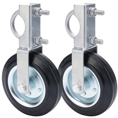 BOODVON Gate Wheel Gate Caster Kit with 1-5/8 Thru 2 Frames, 6 Inch Heavy Duty Gate Support Helper Wheel for Chain Link Fence Swing, Silver, 2 Pack