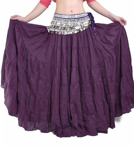 Frauen Tribal Bauchtanz Böhmische Zigeuner Flowy Maxi Röcke Leinen Garn Hohe Taille Lange Rock Trendy Urlaub Boho Lange Röcke,Deep Purple