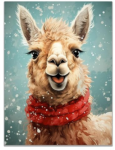 SHYAMIC Bilder Weihnachten Leinwandbild Kunstdruck, Beige Wandbild X-Mas Fenster Fotodruck Schneemann Kunstdruck Leuchtbild, Weihnachten Winteridylle Effekt - 20x30cm Ungerahmt