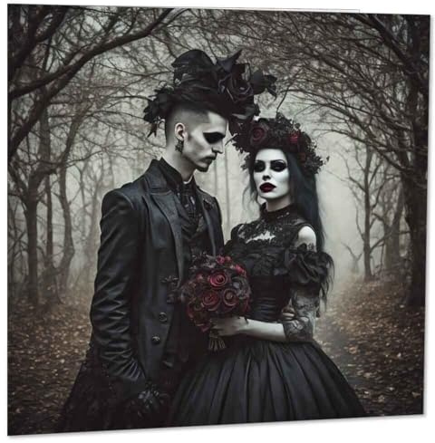 Gotische Glückwunschkarte zum Hochzeitstag für Paare, Gothic-Grußkarte, Valentinstag, 145 x 145 mm