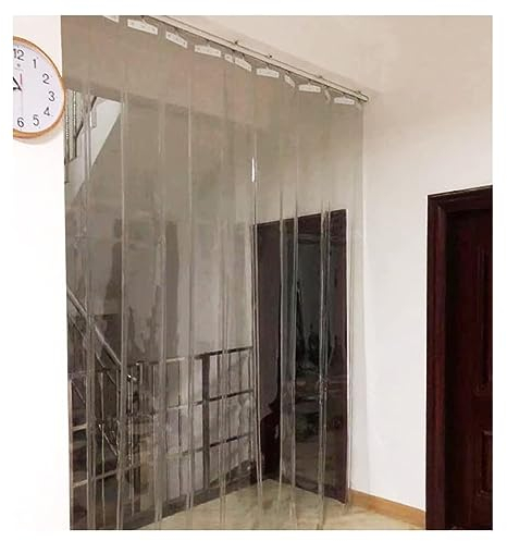IBOWZ PVC Lamellen Streifenvorhang Durchsichtige PVC-Vorhangstreifen, Thermisch isoliert, transparenter 1,5 mm Kunststoffstreifen-Türvorhang für Fabrik, Garage, Terrasse