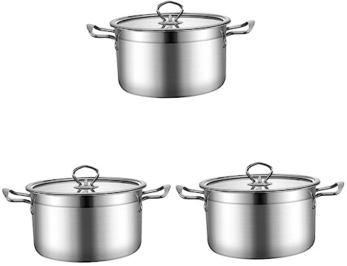 ANSNOW 3 Unids Olla de Sopa Ollas de Acero Inoxidable Olla de Salsa Olla de Cocina de Inducción Pequeña Olla de Caldo Olla de Acero Inoxidable Cacerola de Salsa Esmaltada Ollass para Cocinar Cacerol