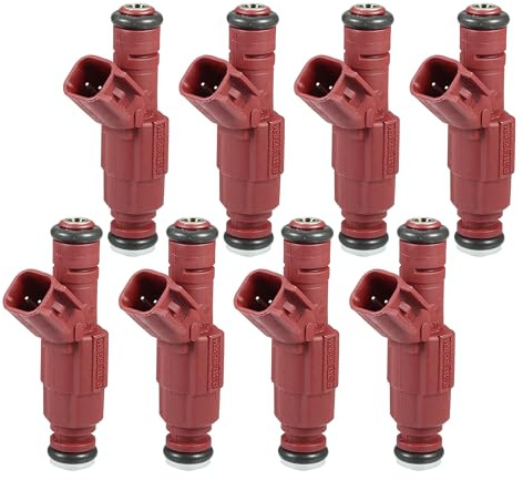 INFINAUTO Injecteur De Carburant Pour Dodge Pour Ram 2500 01-02 8 Pièces | Rouge, Métal Et Plastique, Taille 73x21mm, OE 53031740AA/53031741AA, Pour Dodge Durango 5.9L 2002-2003, 12V, 2 Broches
