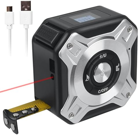 TKMARS Cinta Métrica Láser 2 En 1,Medidor de Distancia Láser Digital, Telémetro Láser de Cinta Métrica Recargable, Láser 40M, Cinta 5M, para Medir la Longitud/Area/Volumen