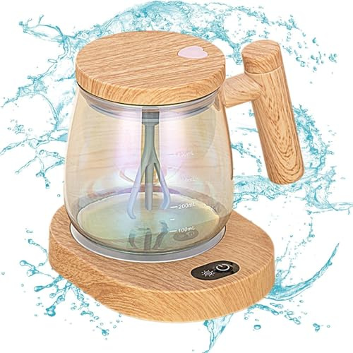 Taza autoagitada - Taza de mezcla eléctrica automática de alta velocidad,Taza de café de agitación automática con base, tazas de vidrio de alto borosilicato para leche, p