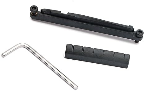 BESTonZON Gitarrenbrücke Satz mit Verstellbarem Steg-saitenhalter für Akustikgitarre Inklusive Mini-schraubendreher für Folk-gitarren