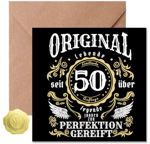 Sugeru Geburtstagskarte 50 Oldschool - 50 geburtstag karte mit Umschlag - Geschenke zum 50 Geburtstag Frau Mann - Lustige Geburtstagskarte（50）