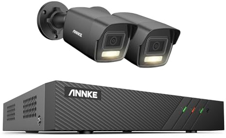 ANNKE 8CH 5MP Home Security Camera System, 2x Wired 3K PoE IP Cameras Outdoor with Smart Human/Vehicle Detection, 100ft Night Vision, Remote Access, 24/7 Recording (HDD Not Included)