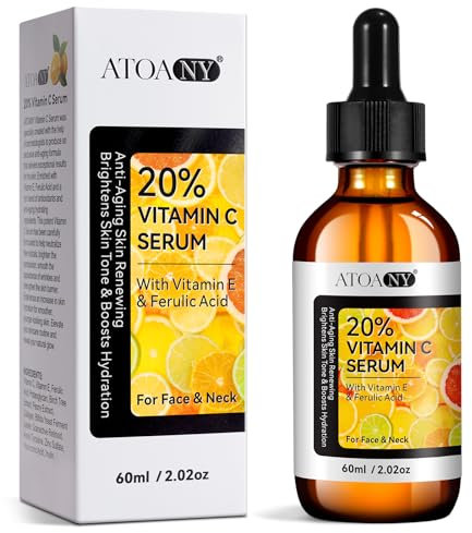 60ml•Siero Vitamina C Viso Acido Ialuronico con Niacinamide, Vitamina E, Aloe Bio, Antimacchie Illuminante, e Antietà, Incarnato Luminoso, Biologico,Vegano
