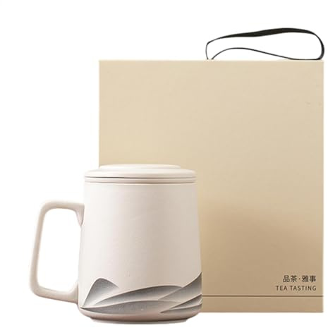 Taza infusora de té, taza de té con infusor de té, experimenta el sabor ideal de té con infusor, taza de té de cerámica gruesa y duradera de 360 ml, vaso infusor de té de cerámica mate, cafetera de té