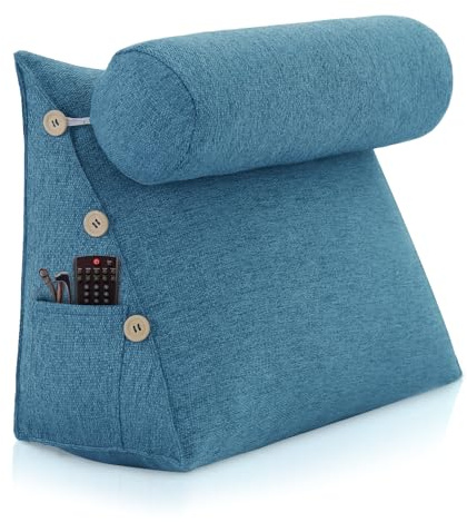 LELEFIDO Bettkeil-Lesekissen, verstellbares Lesewurfkissen, dreieckiges Kissen, Keilkissen, Couchkissen für Lendenwirbelsäule, Nacken, Rückenstützkissen mit abnehmbarem Leinenbezug