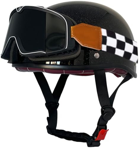 Casco Scodella Portatile Mezzi Caschi Jet Mezzo, Caschi Da Motociclista Vintage Caschi Cromwell, Caschi Casco A Scodella Scooter Motorino ECE/DOT Omologato Mezzo Elmetto Da Moto 21,XL