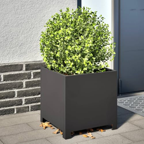 Iiaky Jardinière Noir 40x40x40 cm Acier,Jardiniere sur Pieds,Bac avec Treillis,Jardiniere Terrasse