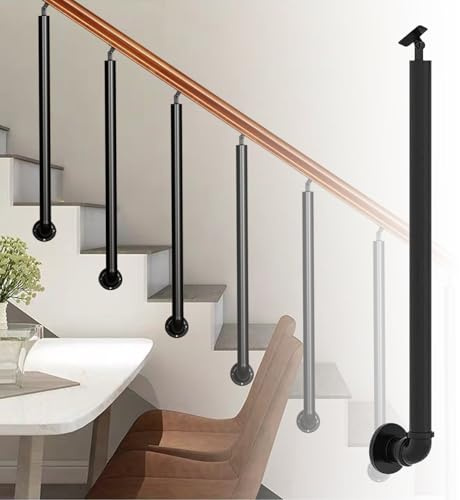 Kit de pasamanos ajustable de hierro forjado para escaleras, barandilla de seguridad montada en los laterales para escalones interiores y exteriores, ideal para lofts, villas y pasillos