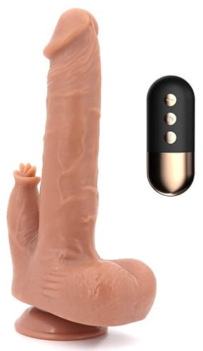 FOPS Dildo Vibrante Realistico per Donna con Telecomando 22x4cm 12 Modalità Spinta Vibrazione Riscaldabile TPE TPR Impermeabile Sex Toy per Penetrazione Vaginale e Stimolazione Clitoride D55