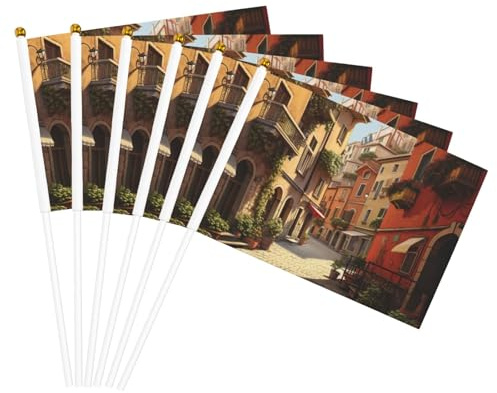 Bandera italiana de mano para facilitar la impresión callejera, ligera, para decoración del hogar, eventos, uso versátil