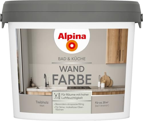 Alpina Bad & Küche Wandfarbe Treibholz matt – für Feuchträume – 2,5 Liter