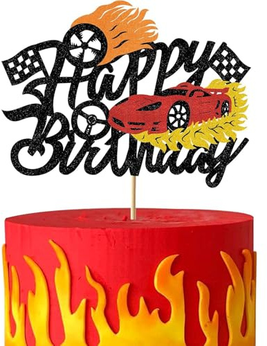 VGRDTW Cars Cake Toppers, 1 Pack Racing Car Decor for Boys Girls Birthday Party Supplies, Sports Theme Cupcake Topper Baby Shower
