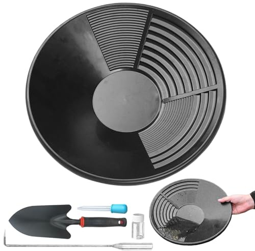 Panning Gold Pan Kit - 1 Set di Strumenti Completo Oro Lavaggio, Trough per Prospezione, Scavare e Caccia Gemme, Attrezzature, Hobbyisti, Collezionisti di Roccia, Materiali Metallici