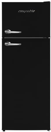 respekta frigorífico-congelador combinado retro/Negro / 145×54×57 cm / 213 L de capacidad/Congelación rápida/Tecnología Less Frost/Patas ajustables/Luz LED / KS144VS-10