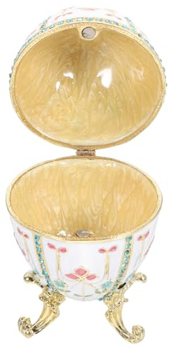 UAUWBRZ Easter Egg Jewelry Box Vintage Metal Trinket Box for Rings Earrings Decor
