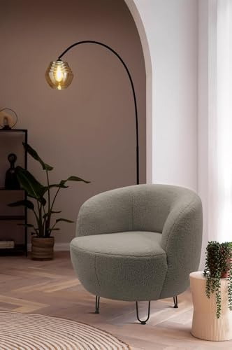DOMO. collection Sessel Carpa, Polstersessel, Taupe | Sessel mit Metallfuß, eleganter Polstersessel mit ovalem Design und stilvollen Metallfüßen, 72 x 76 x 72 cm (BxTxH)