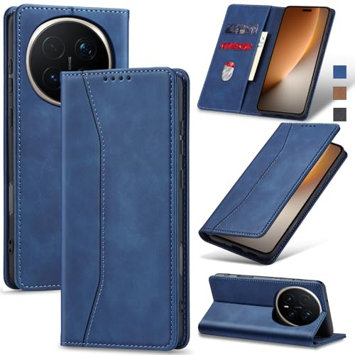 Jasonyu Handyhülle für Honor Magic 8 Pro, PU Leder Flip Klapphülle, Blau | Magnetische Schutzhülle, Ständer, Kartenfächern, Klappbar, Stoßfeste TPU Stoßsicher Hülle