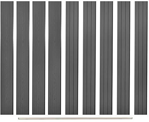 Refined Sichtschutz Zaun Steckzaun Paneel System Ersatz-Zaunbretter 9 Stk. WPC 170 cm Grau