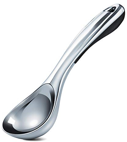 Love-KANKEI Eisportionierer Eislöffel Eiscreme Löffel mit Gummigriff Zinklegierung Antihaft, Länge 19cm Durchmesser 5cm