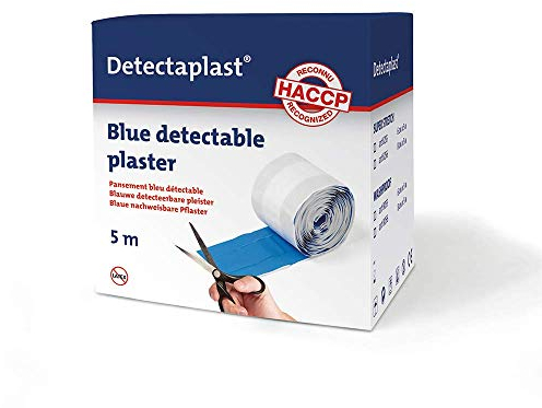 Cerotti detectabili color blu Detectaplast Universal, cerotti impermeabili e resistenti allo sporco, cerotti alimentari, cerotti cucina, catering e ristorazione, 6 cm x 5 m, 1 pezzo