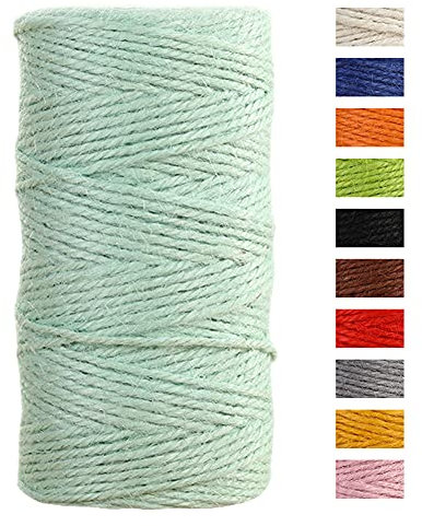 JeogYong Spago Juta Corda di Juta 2mm x 100m, Naturale 3 Strati Spago da Giardino, Corda di Iuta Spessa per Decorazioni Floreali, Fai Da Te, per Confezionare Regali (Blu Acqua)