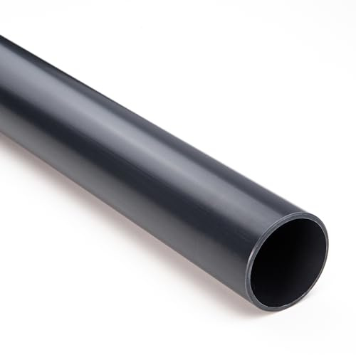 Baumaxxe PVC Rohr 40mm - Kunststoffrohr 1 Meter - 10 Bar - bm055 | 1 1/4 Zoll, 2mm Wandstärke, glatte Rohrenden zum Verkleben in KlebeMuffe 40mm, Pool Zubehör für Poolverohrung 40mm