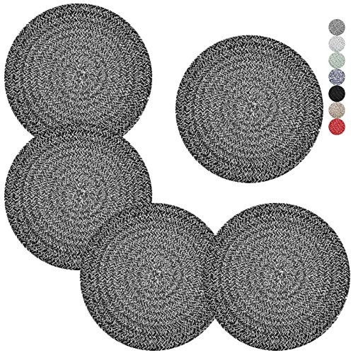 Trivets for Hot Dishes, Pots and Pans, 8 Inches Hot Pads 5 Pcs, Pot Holders for Kitchen, Heat Resistant Mat Protect Counter, Coasters Set Home Essentials Farmhouse Decor (Deep Gray)