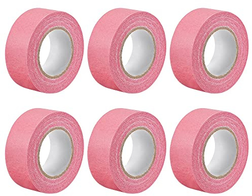 sourcing map 6 rollos de cinta adhesiva para pintores, 25 mm de ancho, 20 m, 21 yardas, color rosa