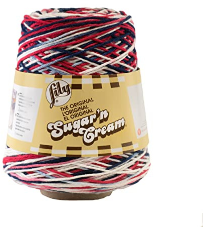 Lily Sugar N Cream Cones Nautical Ombre Yarn - 1 Pack of 14oz/400g - Cotton - #4 Medium - 706 Yards - Knitting/Crochet