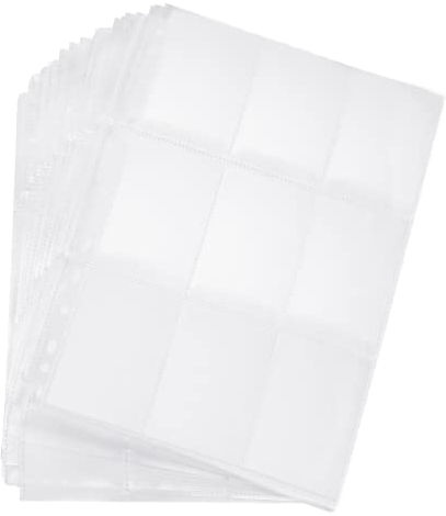 Carehabi 630 tasche per carte da collezione, 35 pagine per 18 tasche vuote, buste per carte di credito, 11 fori, accessori trasparenti da collezione