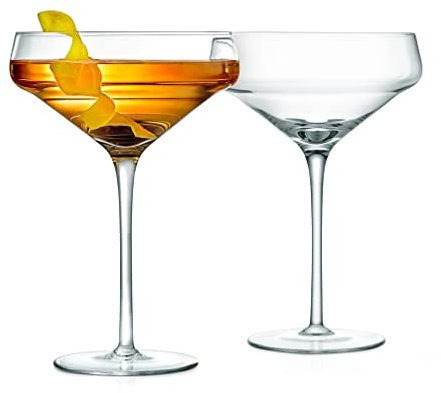 2 Sets of Crystal Martini Glass, Ultra Clear, Elegant Crystal Clear Wine Glass Pair, 100% Hand Blown, Dishwasher Safe, Great for Dinner, Parties, Wedding, and Elegant Occasions