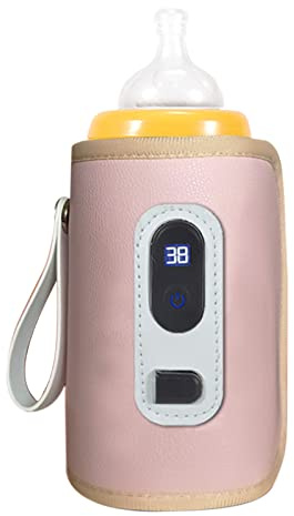 USB-Baby-Flaschen Wärmer, LCD-Bildschirm-Temperatur Präzise Heizung Milch Wärme Bewahrer für zu Hause Außerhalb des Autos (Rosa) Flaschen & Zubehör