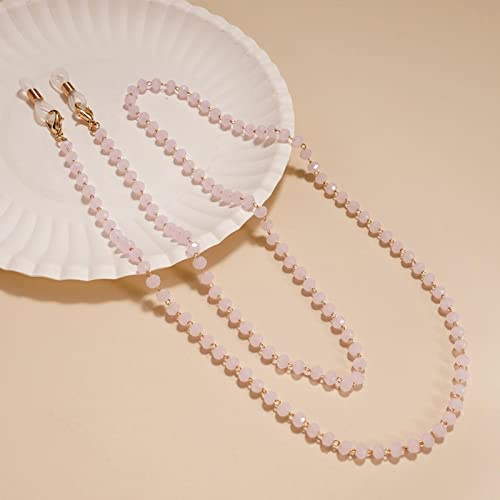 Brillenkette Mode Lesebrille Kette Kristallperle Brillen Sonnenbrille Lanyard Kordel Umhängeband String Maskenkette Brillenbänder Rosa