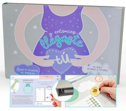 MIMUSELINA Album Gravidanza da Compilare | Diario Gravidanza per Mamma con Foto, Ricordi e Pensieri | Album Nascita Bambino con Adesivi e Gestogramma | Idea Regali per Donne Incinte | LINGUA SPAGNOLA