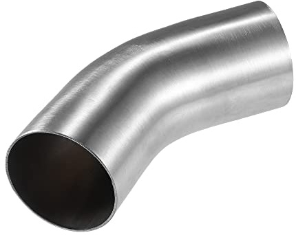 QUARKZMAN 1 Stück Auspuff Bogen Rohr 45 Grad 2.5 Zoll SS304 Edelstahl | Außendurchmesser 63.5mm, Wandstärke 19.81mm, Gesamtlänge 178mm, Gerade Beinlänge 50.8mm, Hintere Bogenlänge 190mm