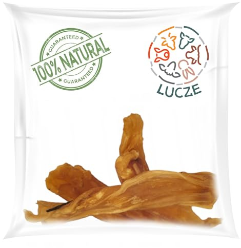 Lucze Tendine di manzo per cani, 1 kg, tendine di Achille essiccato di manzo, spuntino naturale al 100%, monoproteina, senza cereali e additivi, articolo di lunga durata per cani di taglia media e