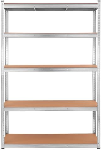 Garage Shelving Units 5 Tier Racking Shelf Heavy Duty Steel Boltless Assembly 875kg Capacity 175kg per Shelf, 180x120x40 Storage Shelves for Garage Warehouse Workshop Shed (1, 180x120x40cm, Silver)