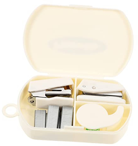 EXCEART 1 Satz Handwerkzeugkasten Buchhefter Mini-klebebandspender Büroklammern Mini-ordner Bastelwerkzeuge Für Scrapbooking Kleiner Hefter Locher Reisegröße Abs Weiß Student Verdreifachen