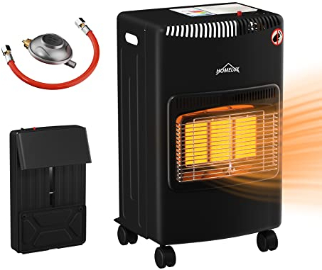 HOMELUX Gasheizung für Innenräume 4200 W Gasheizung, gasofen für innenräume inkl. Schlauch und Druckminderer,Infrarot Keramikbrenner,Heizstrahler,Butan- oder Propangasflaschen bis 15kg