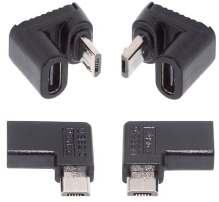 NFHK 4 unids/lote USB-C USB2.0 Tipo C hembra a Micro USB macho adaptador de datos de alimentación 90/360 grados tipo ángulo